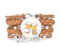 YAIEWNE Bracelet En Cuir Tressé Ajustable, Motif Abstrait De Diffraction Spectrale, Inspiré Des Verres De La Fête De La Bière. Bracelet Ethnique, Accessoire Idéal Pour Un Anniversaire Ou Noël.