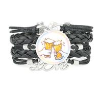 YAIEWNE Bracelet En Cuir Tressé Ajustable, Motif Abstrait De Diffraction Spectrale, Inspiré Des Verres De La Fête De La Bière. Bracelet Ethnique, Accessoire Idéal Pour Un Anniversaire Ou Noël.