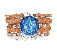 YAIEWNE Bracelet En Cuir Tressé Ajustable, Motif Abstrait « Festival De La Bière », Intrication Quantique, Bracelet Ethnique, Accessoire, Cadeau D'Anniversaire Ou De Noël, Marron