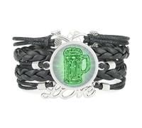 YAIEWNE Bracelet En Cuir Tressé Ajustable, Motif Bouteille De Bière, Amitié, Bracelet Ethnique, Accessoire D'Amour, Cadeau D'Anniversaire Ou De Noël