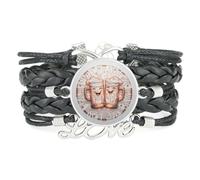 YAIEWNE Bracelet En Cuir Tressé Ajustable, Motif Circuit Imprimé Magique, Style Ethnique, Accessoire Idéal Pour Un Anniversaire Ou Noël (Noir)