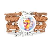 YAIEWNE Bracelet En Cuir Tressé Ajustable, Motif Diffraction Spectrale, Inspiré Des Bouteilles De La Fête De La Bière. Bracelet Ethnique, Accessoire D'Amour, Cadeau D'Anniversaire Ou De Noël, Marron.