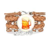 YAIEWNE Bracelet En Cuir Tressé Ajustable, Motif Diffraction Spectrale, Inspiré Des Festivals De La Bière, Style Ethnique. Accessoire Idéal Pour Un Anniversaire Ou Noël. Couleur : Marron.