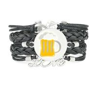 YAIEWNE Bracelet En Cuir Tressé Ajustable, Motif Diffraction Spectrale, Style Ethnique, Idéal Pour Un Festival De La Bière Ou Un Été. Accessoire D'Amour, Cadeau D'Anniversaire Ou De Noël, Noir.