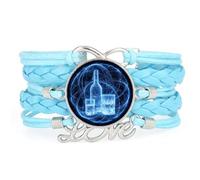 YAIEWNE Bracelet En Cuir Tressé Ajustable, Motif Intrication Quantique Cybernétique, Style Ethnique, Accessoire Cadeau D'Anniversaire Ou De Noël, Bleu.