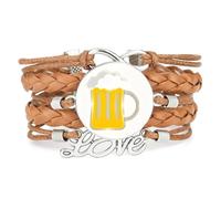 YAIEWNE Bracelet En Cuir Tressé Ajustable, Style Ethnique, Avec Diffraction Spectrale Numérique, Idéal Pour Une Fête De La Bière. Accessoire D'Amour, Cadeau D'Anniversaire Ou De Noël, Marron.