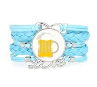 YAIEWNE Bracelet En Cuir Tressé Ajustable, Style Ethnique, Avec Diffraction Spectrale Numérique, Idéal Pour Une Fête De La Bière. Accessoire D'Amour, Cadeau D'Anniversaire Ou De Noël, Bleu.
