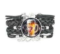 YAIEWNE Bracelet En Cuir Tressé Ajustable, Style Ethnique, Inspiré De L'Univers Quantique Et Des Festivals De La Bière. Accessoire Idéal Pour Un Anniversaire Ou Noël. Noir.