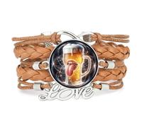 YAIEWNE Bracelet En Cuir Tressé Ajustable, Style Ethnique, Inspiré De L'Univers Quantique Et Des Festivals De La Bière. Accessoire Idéal Pour Un Anniversaire Ou Noël. Couleur : Marron.