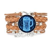 YAIEWNE Bracelet En Cuir Tressé Ajustable, Style Ethnique, Inspiré Des Festivals De La Bière Et De La Science-Fiction. Accessoire Idéal Pour Un Anniversaire Ou Noël. Couleur Marron.