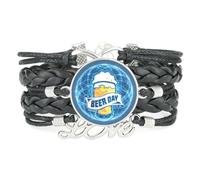 YAIEWNE Bracelet En Cuir Tressé Ajustable, Style Ethnique, Inspiré Par L'Intrication Quantique, Pour Un Festival De La Bière. Accessoire Idéal Pour Un Anniversaire Ou Noël. Noir.