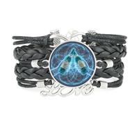 YAIEWNE Bracelet En Cuir Tressé Ajustable, Style Ethnique, Symbole De L'Univers Et De L'Intrication Quantique, Idéal Pour Un Anniversaire Ou Noël.