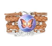 YAIEWNE Bracelet En Cuir Tressé Marron,Motif Infini,Bonheur Et Papillon.