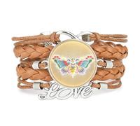 YAIEWNE Bracelet En Cuir Tressé Marron, Motif Papillon, Infini Et Bonheur.
