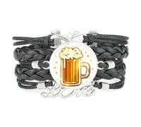 YAIEWNE Bracelet Fantaisie « Bonheur À La Fête De La Bière » En Cuir Tressé Ajustable, Effet Diffraction Spectrale, Style Ethnique, Accessoire Idéal Pour Un Anniversaire Ou Noël.