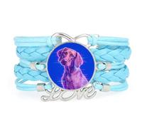 YAIEWNE Bracelet Fault Art Labrador Dog Love En Cuir Tressé Ajustable Bleu