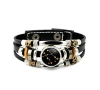 YAIEWNE Bracelet Gemini Compass Space Matte En Cuir Épais Tressé Et Ajustable, Style Ethnique Rock, Fait Main. Accessoire D'Amitié, Cadeau D'Anniversaire Ou De Noël.