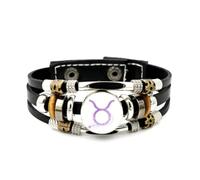 YAIEWNE Bracelet Haut De Gamme En Cuir Tressé À Plusieurs Couches, Ajustable, Avec Motif De Particules, Pour Le Signe Du Taureau. Style Punk Ethnique, Fait Main. Accessoire D'Amitié, Pour Un