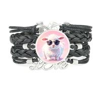 YAIEWNE Bracelet Infinity,Fille,Mouton,Diffraction,Ajustable,Cuir Tressé | Multistrat,Punk,Bracelet,Fait main,Offre,Bangle,Accessoire,Amie,Amoureux,Ethnique,Amitié,Anniversaire,Noël,Musique,Art