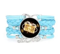 YAIEWNE Bracelet Jonc Ajustable En Cuir Tressé Et Cristal, Symbole De La Fête De La Bière, Style Ethnique, Accessoire D'Amour, Cadeau D'Anniversaire Ou De Noël, Bleu