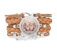 YAIEWNE Bracelet Jonc Ajustable En Cuir Tressé, Motif Circuit Imprimé Magique, Style Ethnique, Accessoire Idéal Pour Un Anniversaire Ou Noël (Marron).