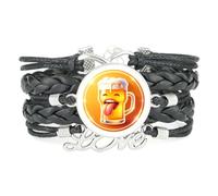 YAIEWNE Bracelet Jonc Ethnique En Cuir Tressé, Orné D'Un Motif De Diffraction Spectrale, Idéal Pour La Fête De La Bière. Accessoire De Mode, Cadeau D'Anniversaire Ou De Noël. Noir.