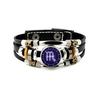 YAIEWNE Bracelet Scorpio Calligraphy Compass Haut De Gamme En Cuir Tressé Et Ajustable, Orné De Cristaux. Style Punk Ethnique, Fait Main. Accessoire D'Amitié, Pour Un Anniversaire Ou Noël.