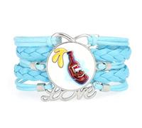 YAIEWNE Bracelet Tressé Multicouche Ajustable En Cuir Bleu, Motif Houblon Cyber Néon, Idéal Pour Une Fête De La Bière Ou Un Anniversaire. Accessoire D'Amitié.