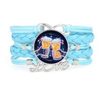 YAIEWNE Bracelet Tressé Multicouche Ajustable En Cuir, Style Ethnique, Idéal Pour Une Fête De La Bière. Accessoire D'Amitié Numérique Cyber Neon. Cadeau Parfait Pour Un Anniversaire Ou Noël.