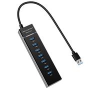 YaimhSound Hub USB 3.0 vers 6 x USB 2.0 Hub + 1 répartiteur USB 3.0, hub USB 7 ports pour ordinateur portable, PC, clavier, souris, Dell, HP, Lenovo, MacBook, Acer, Surface, 0,3 m