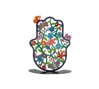 Yair Emanuel Amulette juive sur Pied Hamsa Motif Papillon Peint à la Main