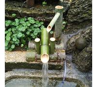 YAIUNHIQ Cascade pour Étang de Jardin, Kit de Fontaine en Bambou Solaire, 30CM - Extérieure pour Jardin Japonais