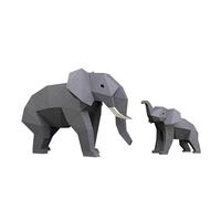 YAIUNHIQ Éléphant mère et Enfant Animal de la forêt modèle Papier Ornements 3D Fait à la Main Origami Papier Art Sculpture en Papier décoration tridimensionnelle