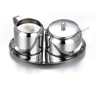 YAIUNHIQ Milk and Sugar Set en Acier Inoxydable Bowl, Petit Pot de Sucre pour la Maison, la Cuisine, l'hôtel et Les cafés