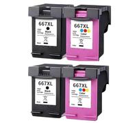 YAJBHnzpt Cartouche d'encre Compatible avec l'imprimante 667xl 667 667 XL DeskJet Ink Advantage 1275 2374 2375 2376 2775 2776 6475 6476 (2Black 2Color)