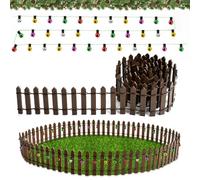 YAJIMAOY Accessoires de Lutin de Noël, 90 x 5 cm Clôture de Jardin Miniature, 100 cm Guirlande Lumineuse Miniature, Mini Clôture de Noël avec Lumières, Mini Clôture en Bois (C, 1)