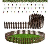 YAJIMAOY Accessoires de Lutin de Noël, 90 x 5 cm Clôture de Jardin Miniature, 100 cm Guirlande Lumineuse Miniature, Mini Clôture de Noël avec Lumières, Mini Clôture en Bois (B, 1)