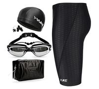 Yajimsa 5 maillotbain Jammer pour homme - Séchage rapi- Avec capuchon, lunettes, clips d'oreille, bouchons nasaux et sac natation - Flexible