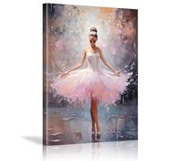 YAJNILUCK Tableau élégant de danseuse de ballet, femme dansant, toile murale, affiches et impressions, peintures, décoration d'appartement, de maison, 80 x 100 cm (31 x 39 pouces) avec cadre