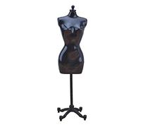 Yajom Mannequin pour femme - Présentoir pour robe - Buste creux - Pour chambre à coucher, maison, magasin de vêtements - Buste féminin avec support - Robe sans tête courbée Noir