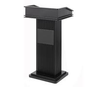 Yajuer Pupitre De Présentation en Acier Inoxydable, Pupitre De Présentation en Métal avec Étagère De Rangement, Pupitre De Conférence Professionnel Et Moderne(Black)