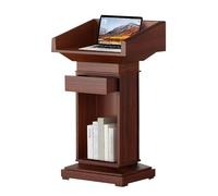Yajuer Pupitre en Bois, Chaire en Bois avec Rangement, Rangement Double Couche, Pupitre en Bois pour Restaurants, Églises, Séminaires Et Écoles