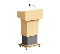 Yajuer Pupitre en Bois, Pupitre Portable Et Mobile, avec roulettes Et 3 Niveaux De Rangement, pour Conférences Et Discours