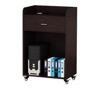 Yajuer Pupitre Mobile À roulettes, Pupitre en Bois avec Trou De Câblage, Plateforme De Conférence Et D'enseignement Portable pour Salle De Classe, Église(Black)