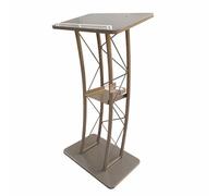 Yajuer Pupitre Portable, Table Podium, Pupitre en Métal Noir, Pupitre Incurvé pour Discours, Cérémonies D'ouverture, Églises, Écoles(Gold)
