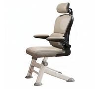 Yajuyi Chaise d'Étude pour Enfant Chaise d'Écolier Chaise de Bureau Siège Réglable Dossier en Maille Accoudoirs Rabattables Appui Soutenant Armature, Gris, Cadre Noir+Appui-tête