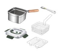 Yajuyi Friteuse Compacte et Portable En Acier Inoxydable, 1 Pièce, avec Couvercle, Multifonctionnelle et Idéale pour Les Couples et La Maison.