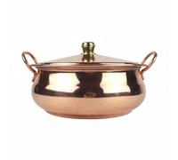 Yajuyi Marmite en Cuivre Pur Casserole Pot Chaud Soupe Mijoteuse Esthétique Traditionnelle avec Conductivité Thermique Élevée et Maintien de Température, 26CM