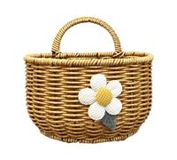 Yajuyi Panier Mural de Rangement en Rotin Synthétique, Contenant Multifonctionnel, Support Mural pour Pommes de Terre, Gingembre et Ail, Semicircle L Flower