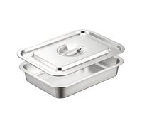 Yajuyi Plat En Acier Inoxydable Rectangulaire Poignée Intégrée Récipient Gastronorme Cvercle Résistant à la pr, 40x30x7 Cm